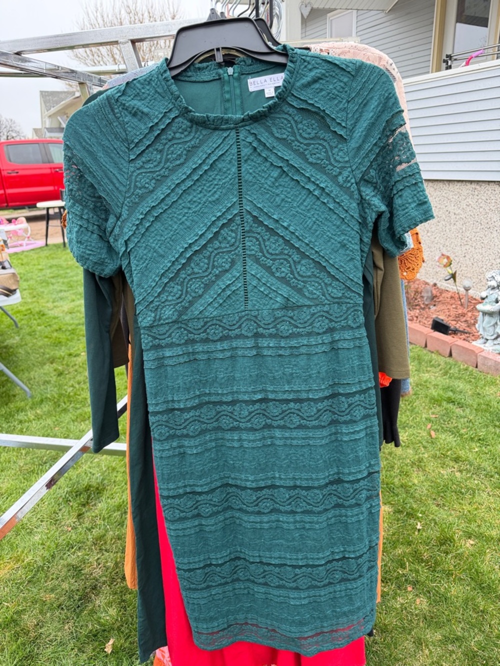 Bella Ella Teal Lace Midi Dress